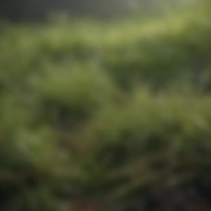 A close-up of patchy grass showing various shades of green and brown.