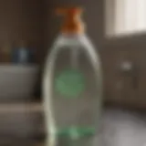 Dish soap bottle with bubbles