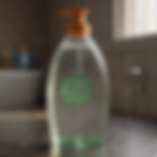 Dish soap bottle with bubbles