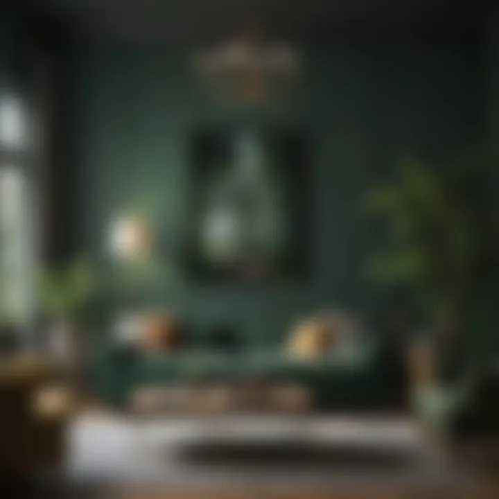 Inviting living room with rich forest green accents