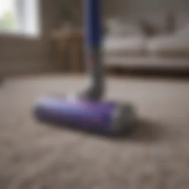 Performance testing of Dyson vacuum on carpet fibers