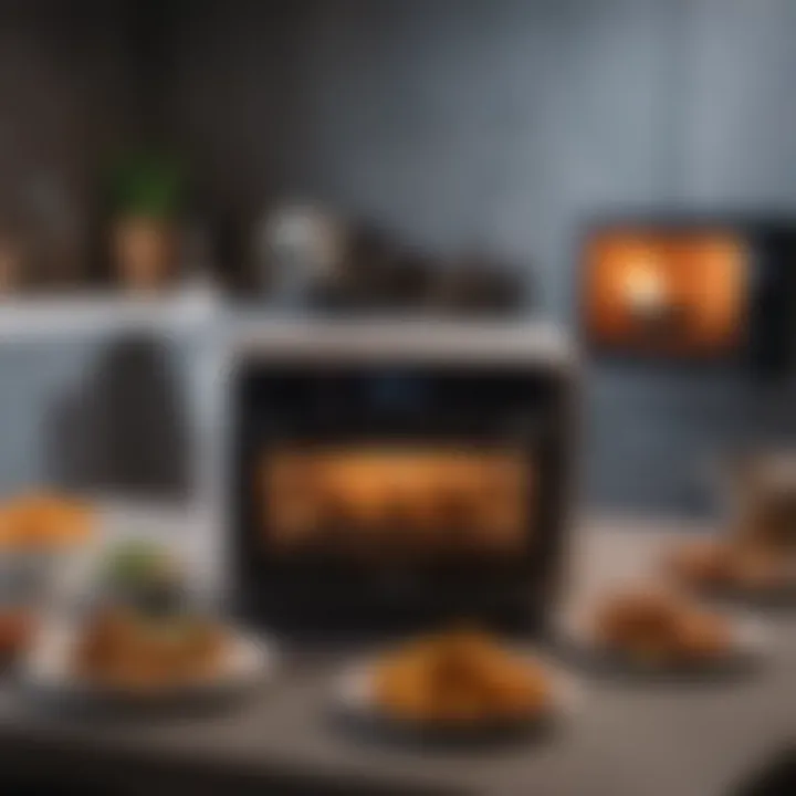 Variety of dishes cooked in an electric oven with air fryer functionality