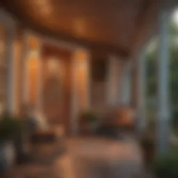 Inviting porch painted in warm hues