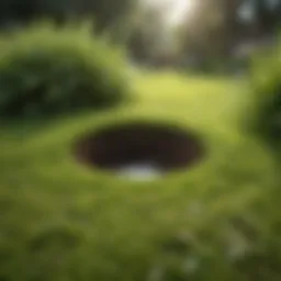 Lush green lawn with visible holes
