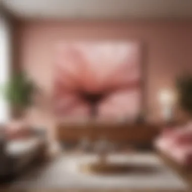 Artistic Touch with Wall Decor Blush Pink and Brown Artwork Adorning Living Room Wall