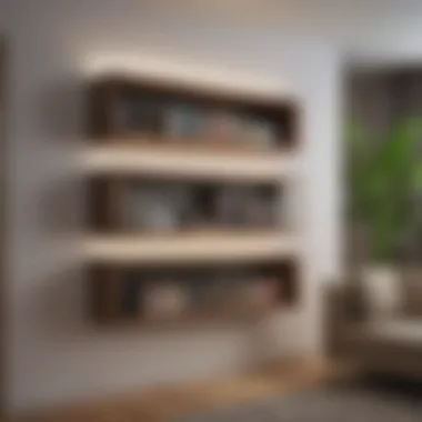 Modern Elegance in Wall-Mounted Bookshelves Elegant wall-mounted bookshelf showcasing modern design
