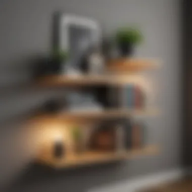Stylish Floating Shelves with Books and Decor Stylish floating shelves adorned with books and decor