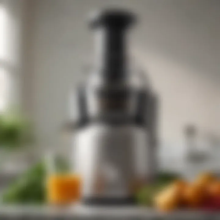 Close-up view of the Breville Juice Fountain showcasing its sleek design