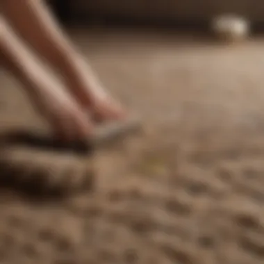 Luxurious wool area rug being gently brushed