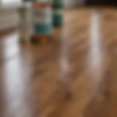 Close-up of hardwood floor cleaning with vinegar solution