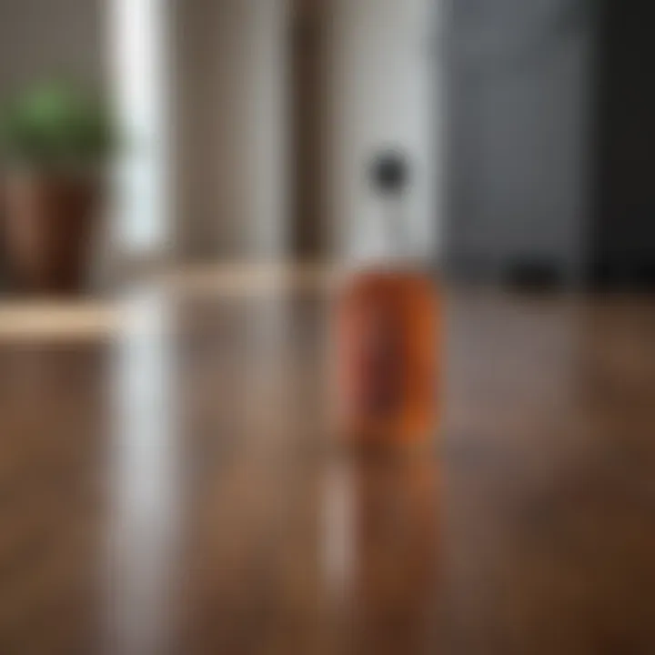 Vinegar bottle next to hardwood floor