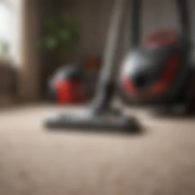 Vacuum cleaner designed for carpets in action