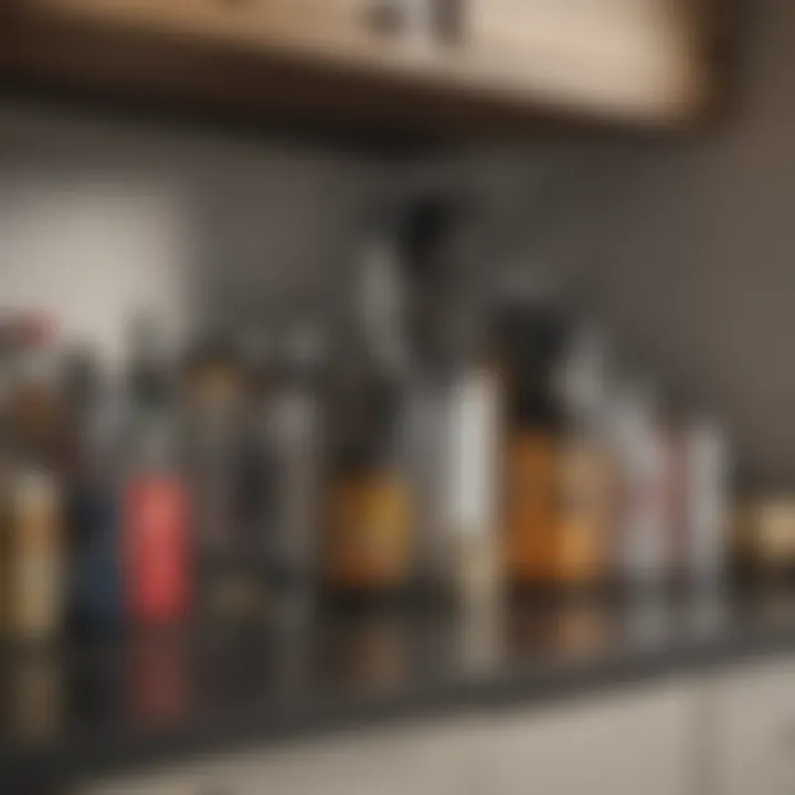 Close up of a greasy kitchen cupboard before cleaning