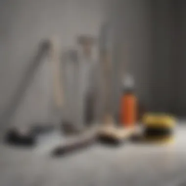 Aesthetic Arrangement of Cleaning Tools Different cleaning tools arranged aesthetically on a clean surface
