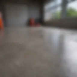Before and after comparison of a cleaned cement garage floor
