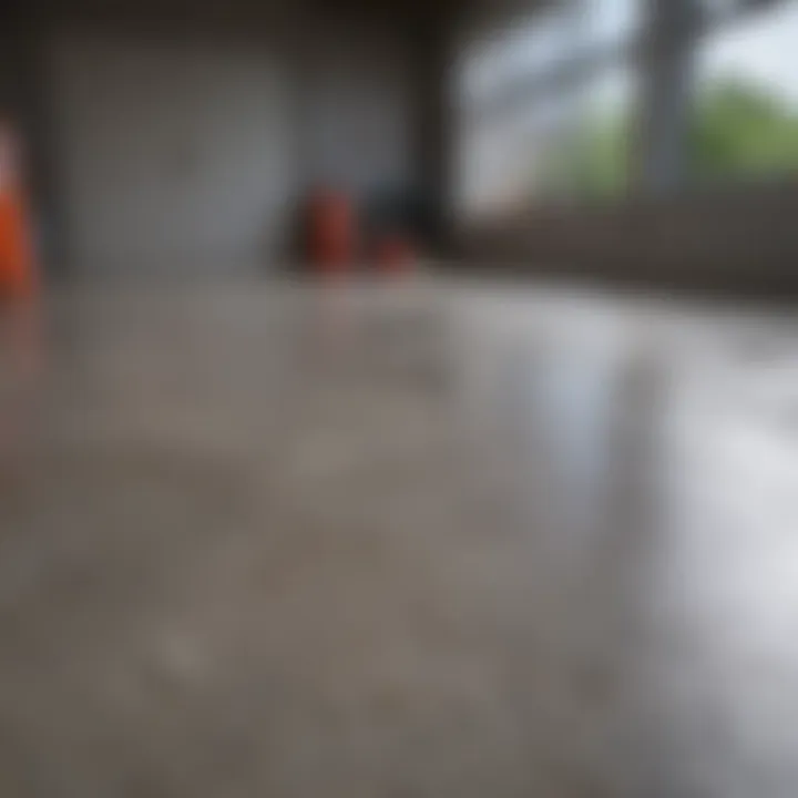 Before and after comparison of a cleaned cement garage floor