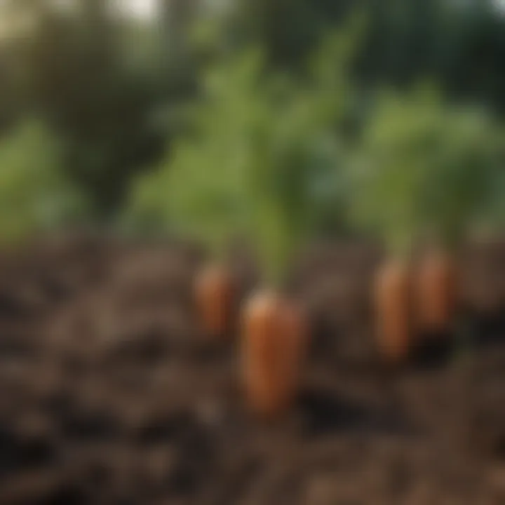 Healthy carrot plants growing in rich soil