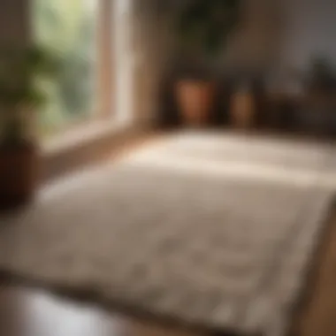 Well-maintained wool rug drying naturally in a sunny room