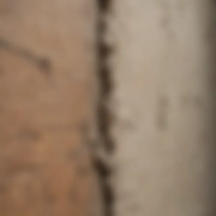 Close-up view of a vertical crack in an external wall, showcasing the structural damage