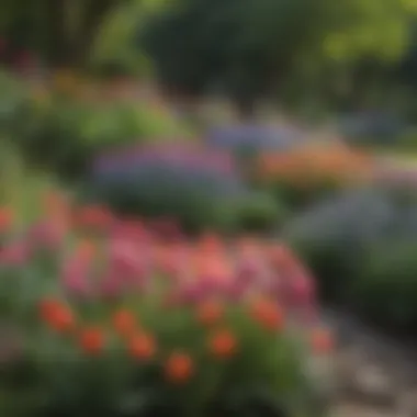 Vibrant display of early summer flowering bulbs in a lush garden setting