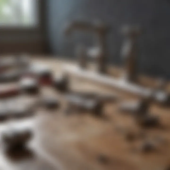 Various tools laid out for faucet repair