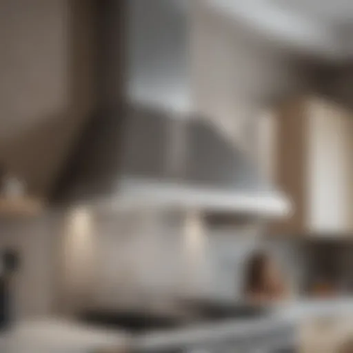 Close-up view of a clean kitchen hood with shining surface