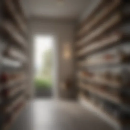 Elegant pantry design showcasing minimalist shelving and organized containers