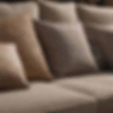 Close-up of couch fabric with detailed cleaning technique application