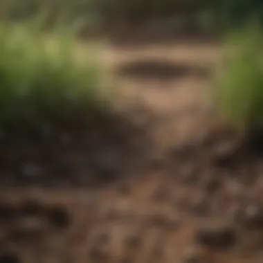 Close-up of soil covering grass seeds