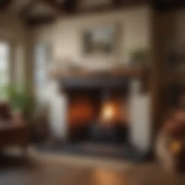 Cozy Interior of a Country Cottage with Fireplace