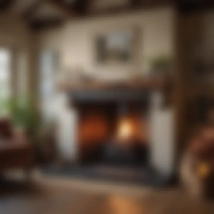 Cozy Interior of a Country Cottage with Fireplace