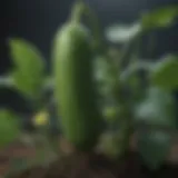 Lush green cucumber plant in full bloom