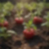 Vibrant pepper seedlings emerging from the soil