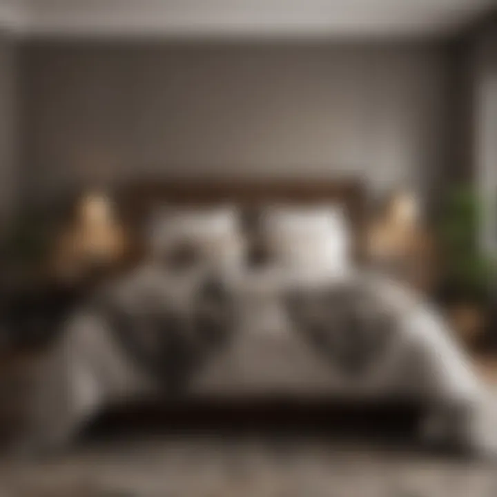 A cozy bedroom incorporating various shades of brown and grey textiles