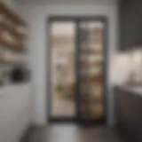 Elegant see-through pantry door in a modern kitchen