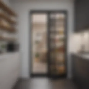 Elegant see-through pantry door in a modern kitchen