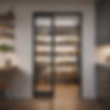 Lighting integration in kitchen with see-through pantry door