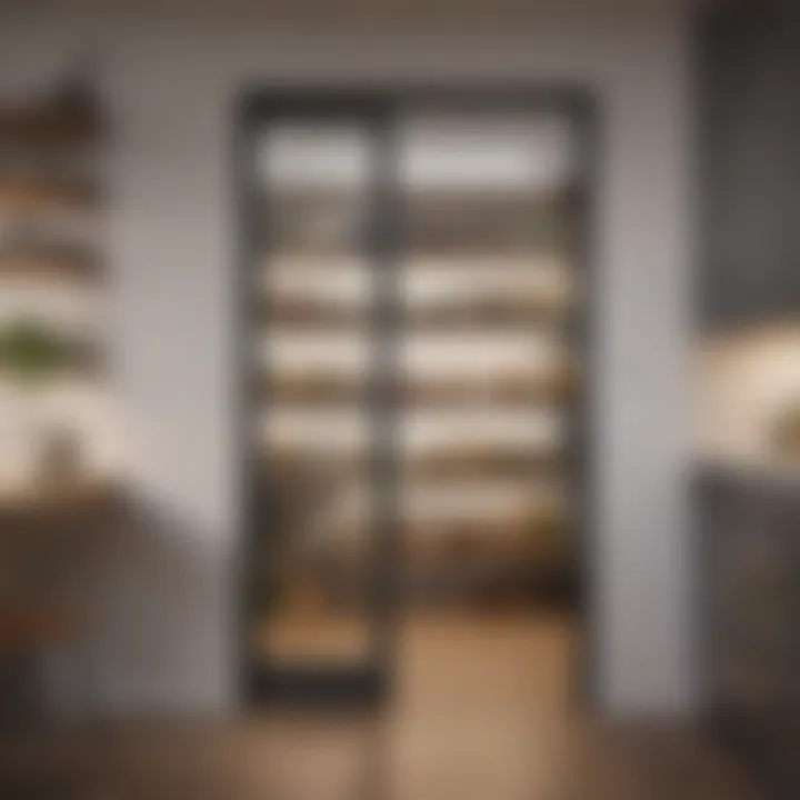 Lighting integration in kitchen with see-through pantry door