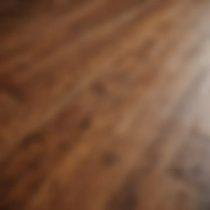 Detail of intricate wood grain patterns in finished hardwood floor