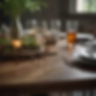 Beautifully Crafted Dining Table Close-up of a beautifully crafted dining table made from natural materials