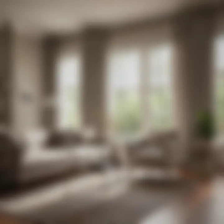 A serene living room featuring elegant curtains and sleek blinds, showcasing the balance between functionality and style.