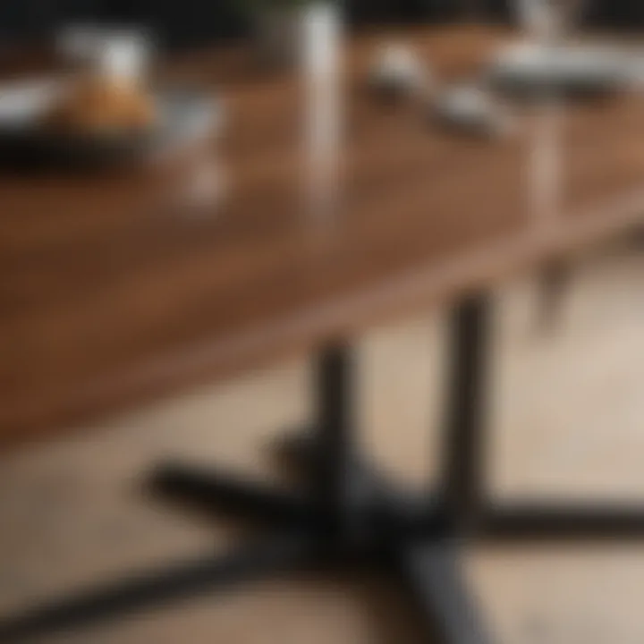 Close-up of the materials used in the Downing oval dining table