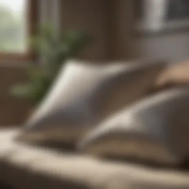 Drying decorative pillow under gentle sunlight