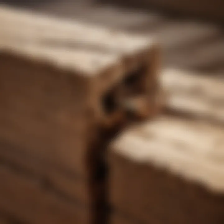 Close-up of termite damage in wooden beams