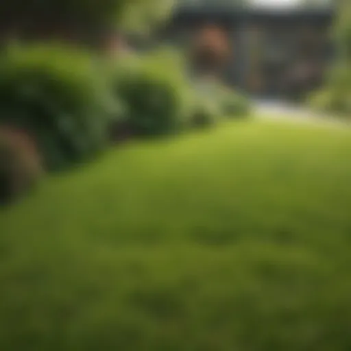 Vibrant green lawn showcasing healthy grass interspersed with patches.