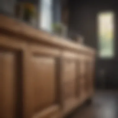 Demonstration of cleaning technique on wooden cabinet