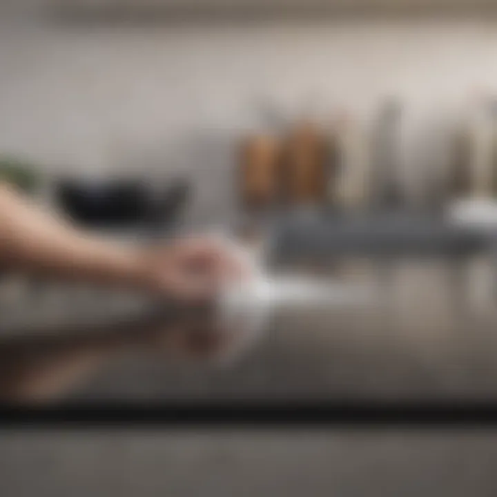 A person applying a cleaning method on quartz
