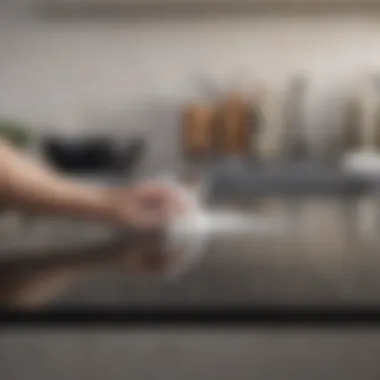 Effective Cleaning Techniques in Action A person applying a cleaning method on quartz