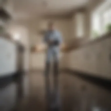 Pest control professional inspecting kitchen for ants