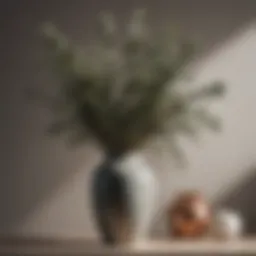 Elegant ceramic vase with dried eucalyptus leaves